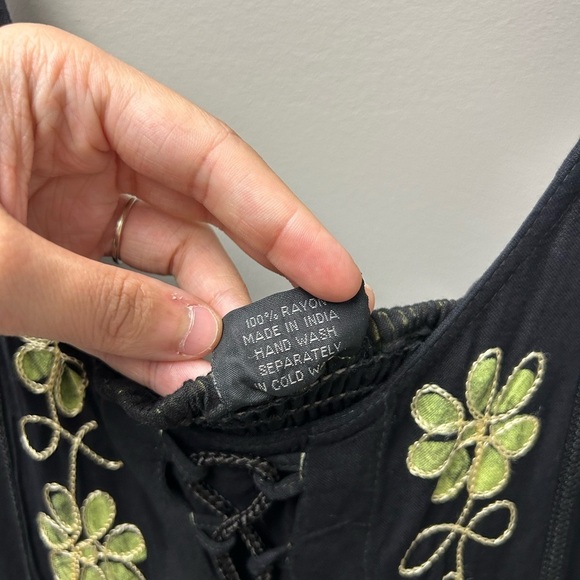 Shiva Fashions Black & Green Midi Summer Dress - Picture 6 of 6